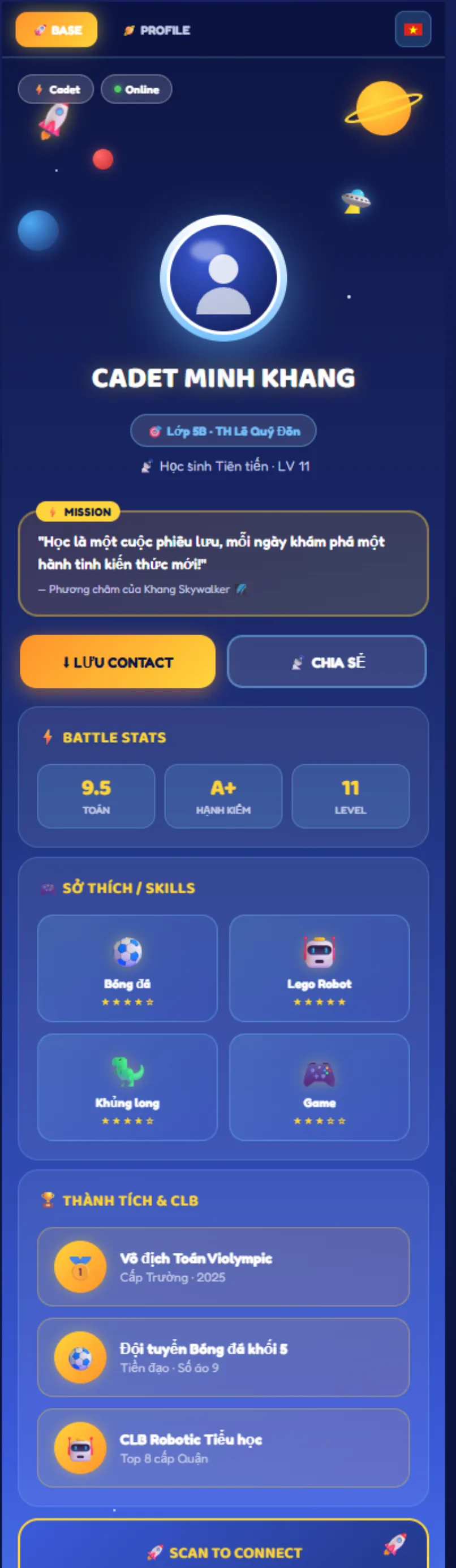 Giao diện Edu Phi hành gia